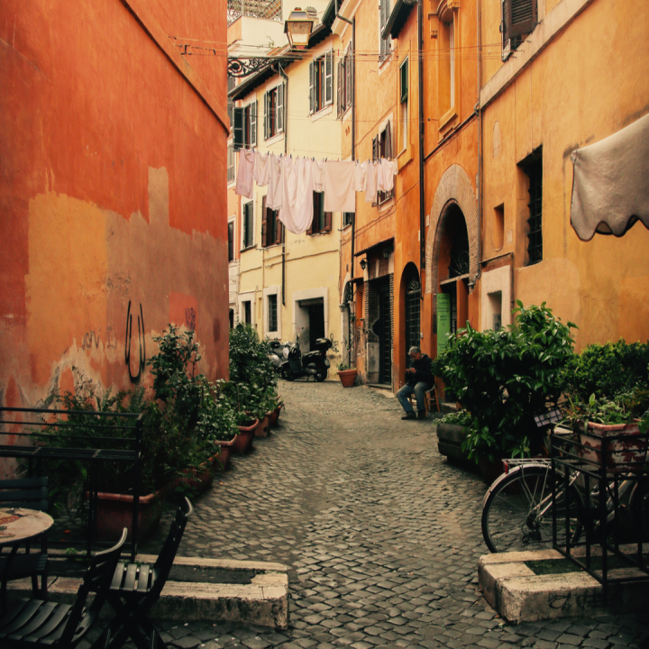 Romantic Backstreet in Trastevere Rome